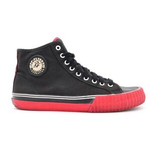 PF Flyers Mens 8 Womens 10 Black Red Sandlot Canvas Hi Top Sneakers Shoes